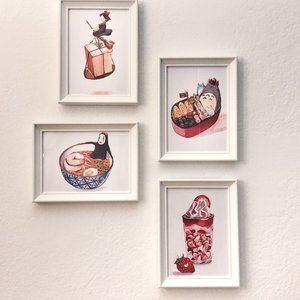 MIYAZAKI Decorative Prints Set With Fram